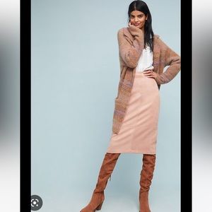 Anthropologie Faux Suede Midi Skirt